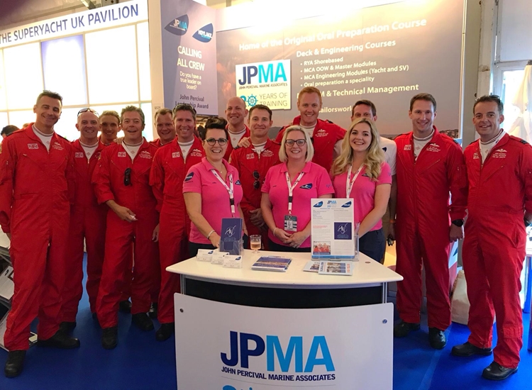 The Red Arrows visiting JPMA's stand at Monaco Yacht Show 2018