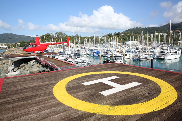 Private heli-pads on the marina rockwall