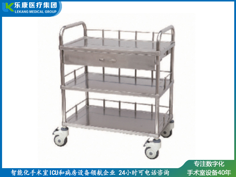 [b6]不锈钢三层治 疗车(全抽屉)