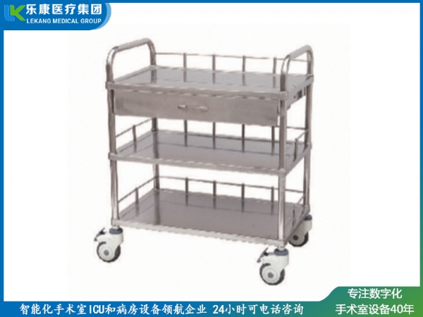 [B6]不锈钢三层治 疗车(全抽屉)