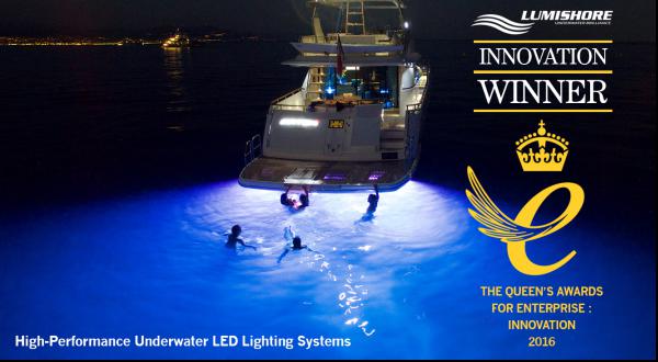 Image forLumishore Wins Prestigious Queens Award for Enterprise for Third Consecutive Year - Lumishore recognised for Sustained Innovation in Underwater LED Lighting